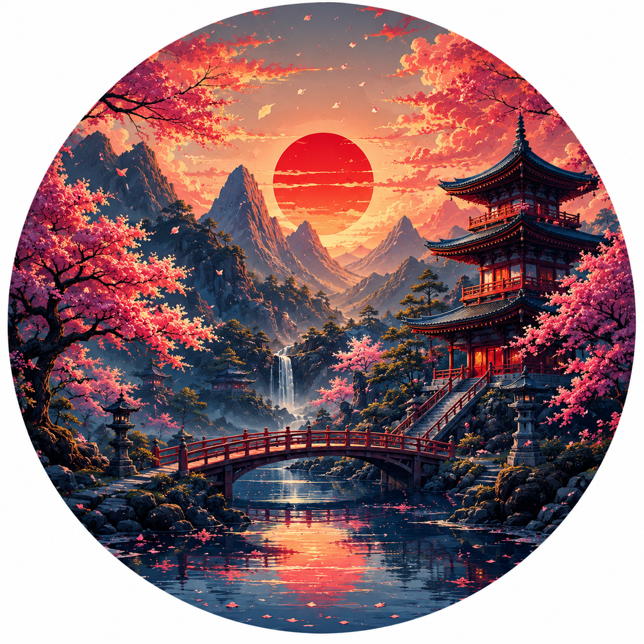 Japanese Sunset Bridge