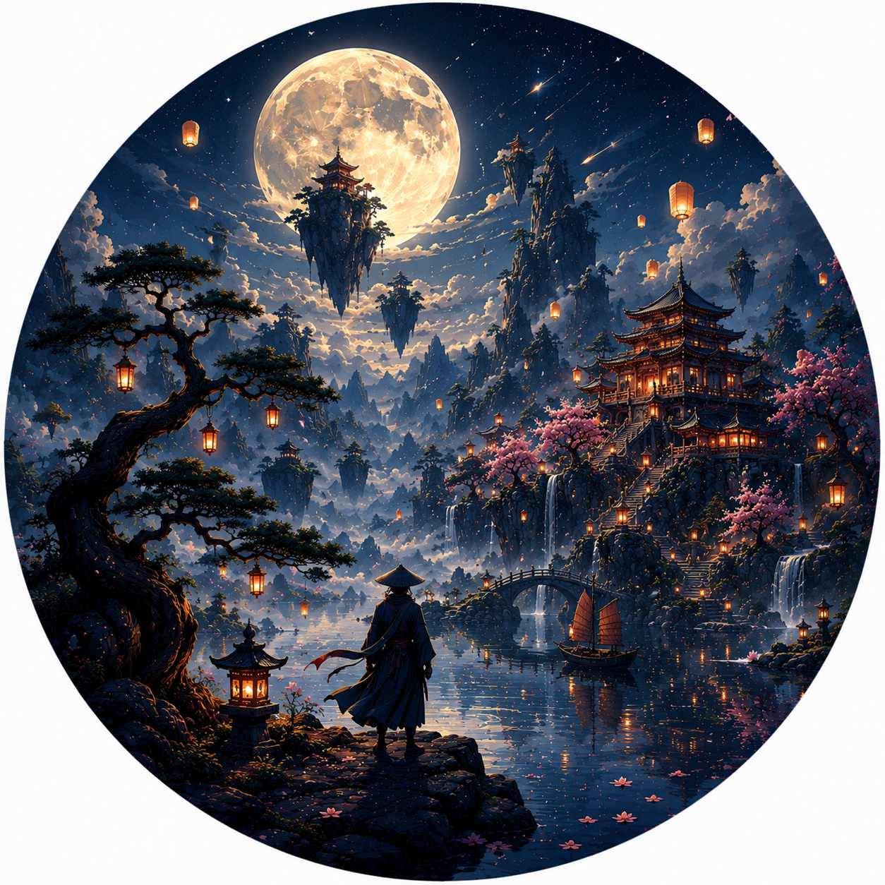 Moonlit Samurai Lake